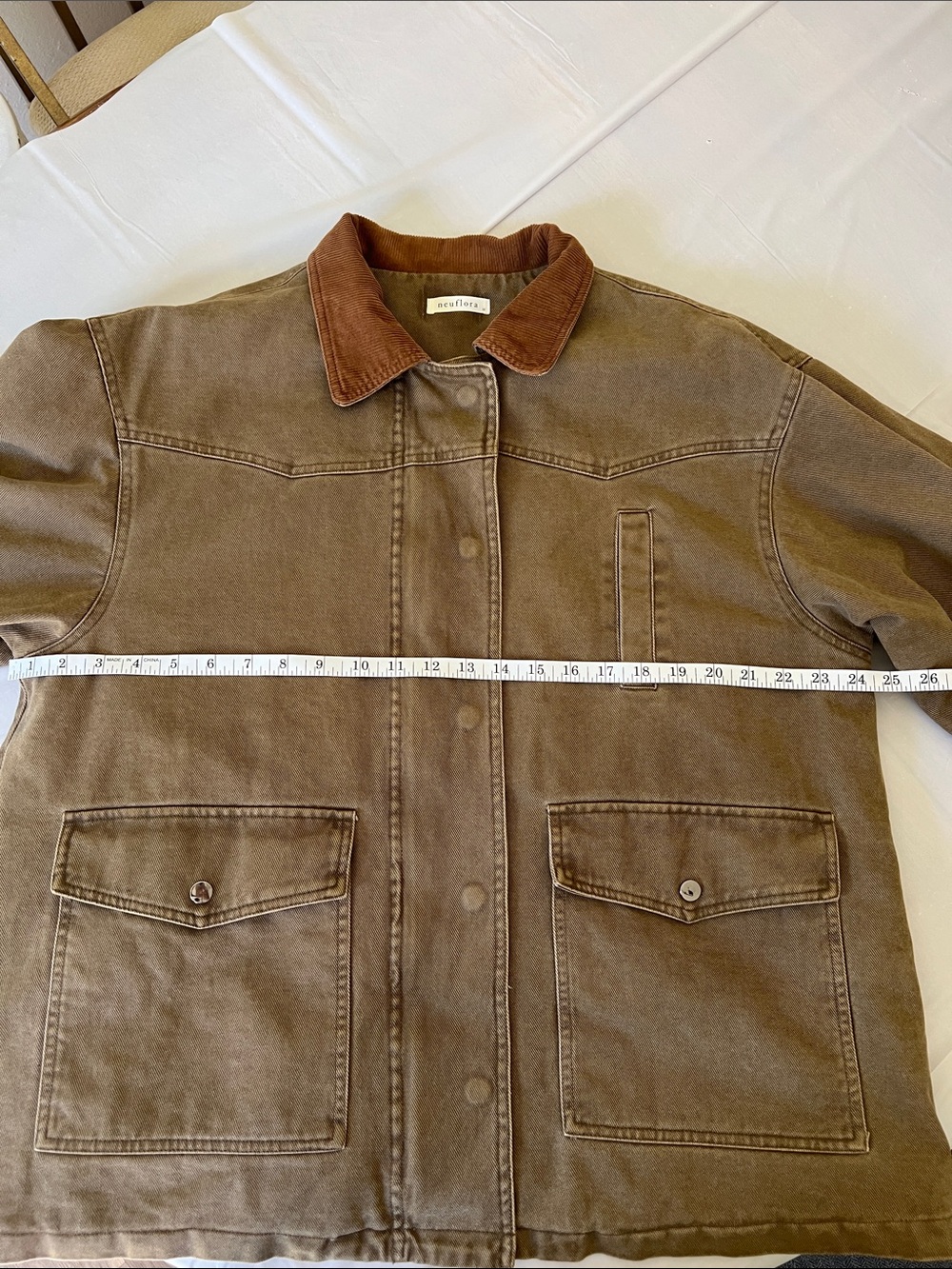 Neuflora- Tasmania Jacket-Brown Canvas Jacket with Corduroy Collar - Women - Picture 6 of 10